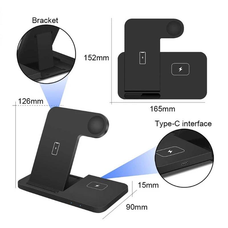 3-in-1 Wireless Charger - Phone, Smartphone, and Wireless Earbuds